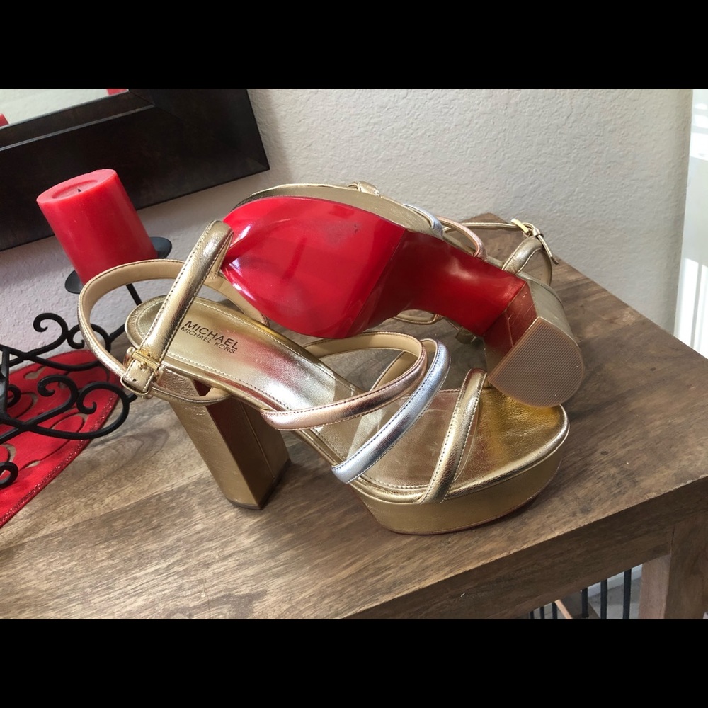 Michael Kors  Platform Sandals Metallic Heels 9.5
